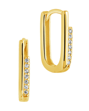 Load image into Gallery viewer, Nadine CZ Rectangle Hoop Earrings
