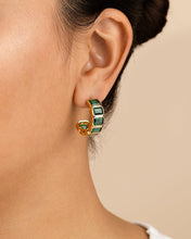 Load image into Gallery viewer, Nyssa Bezel CZ Station Hoop Earrings