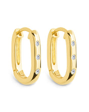 Load image into Gallery viewer, Casey Rectangular CZ Hoop Earrings