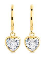 Load image into Gallery viewer, Sterling Silver Lizzy CZ Heart Drop Earrings