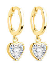 Load image into Gallery viewer, Sterling Silver Lizzy CZ Heart Drop Earrings