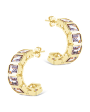 Load image into Gallery viewer, Nyssa Bezel CZ Station Hoop Earrings