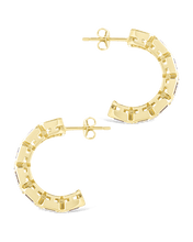 Load image into Gallery viewer, Nyssa Bezel CZ Station Hoop Earrings