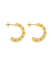 Load image into Gallery viewer, Nyssa Bezel CZ Station Hoop Earrings