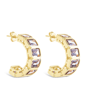 Load image into Gallery viewer, Nyssa Bezel CZ Station Hoop Earrings
