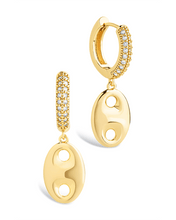 Load image into Gallery viewer, Bliss CZ Anchor Chain Micro Hoop Earrings