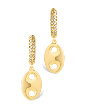 Load image into Gallery viewer, Bliss CZ Anchor Chain Micro Hoop Earrings