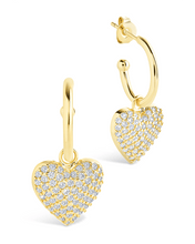 Load image into Gallery viewer, Disco Heart CZ Micro Hoop Earrings