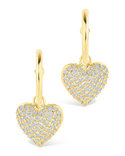 Load image into Gallery viewer, Disco Heart CZ Micro Hoop Earrings