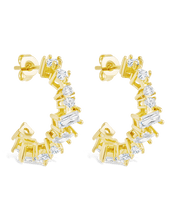 Load image into Gallery viewer, Keziah Geo Cut CZ Hoops