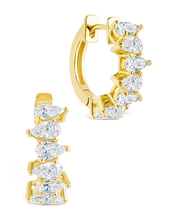 Load image into Gallery viewer, Carina Pear Cut CZ Hoops