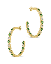 Load image into Gallery viewer, Bezel Set Mixed CZ Hoops