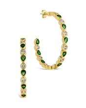 Load image into Gallery viewer, Bezel Set Mixed CZ Hoops