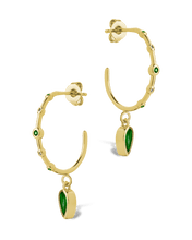 Load image into Gallery viewer, Bezel CZ Station Hoop Earrings