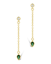 Load image into Gallery viewer, Delicate Chain Link CZ Drop Earrings