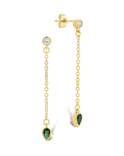 Load image into Gallery viewer, Delicate Chain Link CZ Drop Earrings