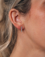 Load image into Gallery viewer, 14K Gold Plated Sterling Silver Pave CZ Bar Stud Earrings