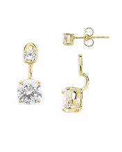 Load image into Gallery viewer, Sterling Silver Brilliant CZ Stud Jacket Earrings