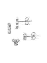 Load image into Gallery viewer, Sterling Silver 2pc Bezel Stud Set