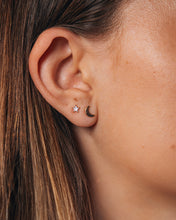 Load image into Gallery viewer, Sterling Silver Crescent & CZ Star Stud Set