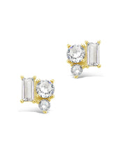 Load image into Gallery viewer, Sterling Silver CZ Cluster Studs