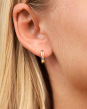 Load image into Gallery viewer, Sterling Silver CZ Baguette Micro Hoop Earrings