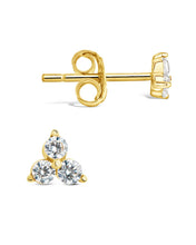 Load image into Gallery viewer, Sterling Silver CZ Pyramid Stud Earrings