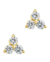 Load image into Gallery viewer, Sterling Silver CZ Pyramid Stud Earrings