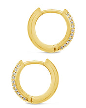 Load image into Gallery viewer, Sterling Silver Pave CZ Infinity Hoop Earrings