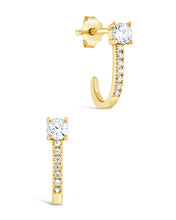 Load image into Gallery viewer, Sterling Silver CZ Suspender Stud Earrings
