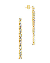 Load image into Gallery viewer, Sterling Silver CZ Linear Drop Earrings