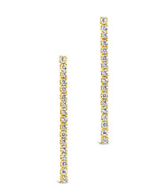 Load image into Gallery viewer, Sterling Silver CZ Linear Drop Earrings
