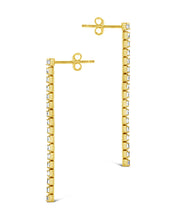 Load image into Gallery viewer, Sterling Silver CZ Linear Drop Earrings
