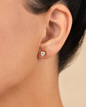 Load image into Gallery viewer, Sterling Silver 5mm Heart CZ Stud Earrings