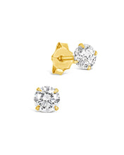 Load image into Gallery viewer, Sterling Silver 4mm CZ Stud Earrings