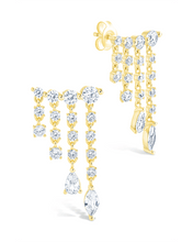 Load image into Gallery viewer, Sterling Silver Adrian CZ Waterfall Statement Studs