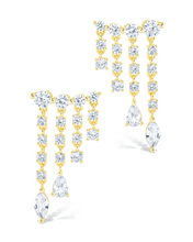 Load image into Gallery viewer, Sterling Silver Adrian CZ Waterfall Statement Studs