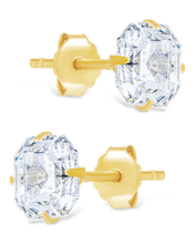 Load image into Gallery viewer, Sterling Silver Asscher Cut Prong Set Stud Earrings