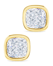 Load image into Gallery viewer, Sterling Silver Cushion Cut Bezel Set Stud Earrings