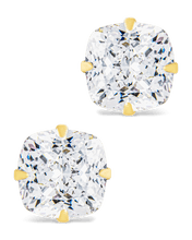 Load image into Gallery viewer, Sterling Silver Cushion Cut Prong Set Stud Earrings