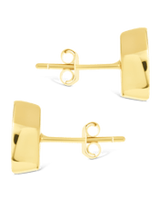 Load image into Gallery viewer, Sterling Silver Marquise Cut Bezel Set Stud Earrings