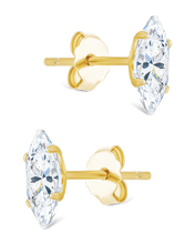 Load image into Gallery viewer, Sterling Silver Marquise Cut Prong Set Stud Earrings