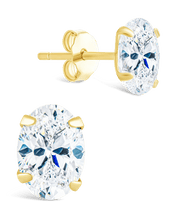 Load image into Gallery viewer, Sterling Silver Oval Cut Prong Set Stud Earrings