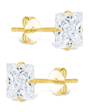 Load image into Gallery viewer, Sterling Silver Princess Cut Prong Set Stud Earrings