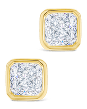 Load image into Gallery viewer, Sterling Silver Radiant Cut Bezel Set Stud Earrings