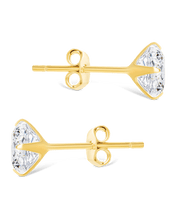 Load image into Gallery viewer, Sterling Silver Radiant Cut Prong Set Stud Earrings