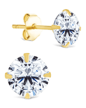 Load image into Gallery viewer, Sterling Silver Round Cut Prong Set Stud Earrings