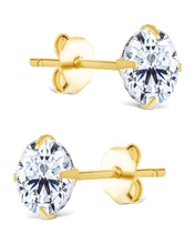 Load image into Gallery viewer, Sterling Silver Round Cut Prong Set Stud Earrings
