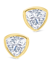 Load image into Gallery viewer, Sterling Silver Trillion Cut Bezel Set Stud Earrings