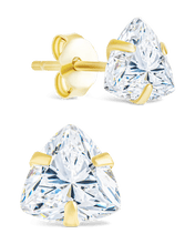 Load image into Gallery viewer, Sterling Silver Trillion Cut Prong Set Stud Earrings